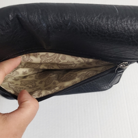 Simply Noelle Leather Fringed Shoulder Bag Black Conceal Weapon Pouch Boho Chic - Picture 15 of 15